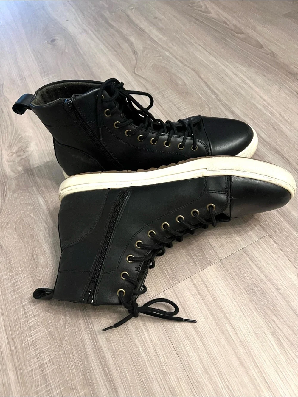 Seven 91 Men’s Black High Top Casual Sneakers Size 11 (EU 44.5) Side Zip Lace Up